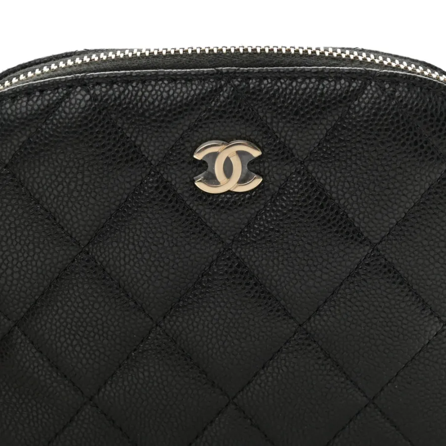 Chanel Classic Clutch With Chain Small Black Quilted Caviar Leather Light Gold Hardware