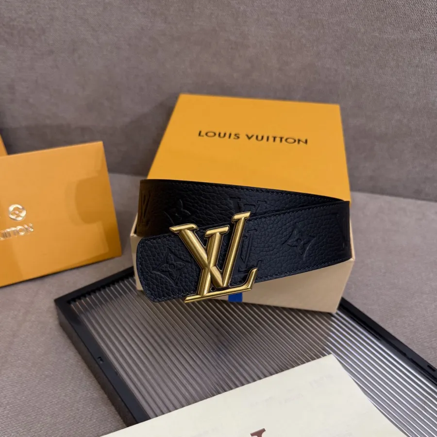 Louis Vuitton Men's Dimension Reversible Belt In Black Calfskin With Gold/Silver/Black Hardware 40mm