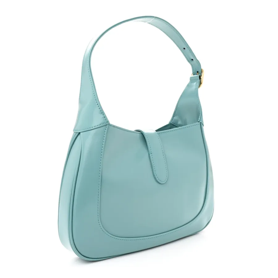 Gucci Small Bi-Color Jackie 1961 Hobo Dusty Azure Boarded Dyana Lux Calfskin Leather Brass Hardware