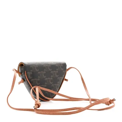 Celine Mini Triangle Crossbody Bag Tan Triomphe Canvas Gold Hardware