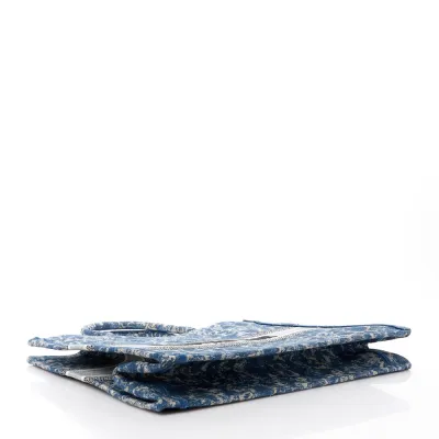 Dior Large Brocart Book Tote Blue Embroidered Canvas