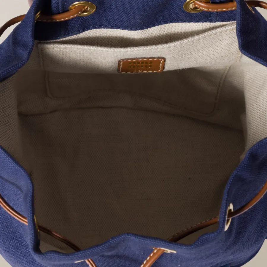 Miu Miu Blue Canvas and Leather Backpacks
