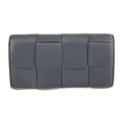 Bottega Veneta Large Continental Wallet Grey Lambskin Leather