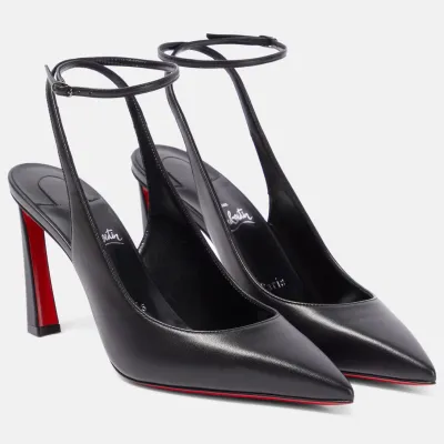 Christian Louboutin Black leather halter heels high heel sandals