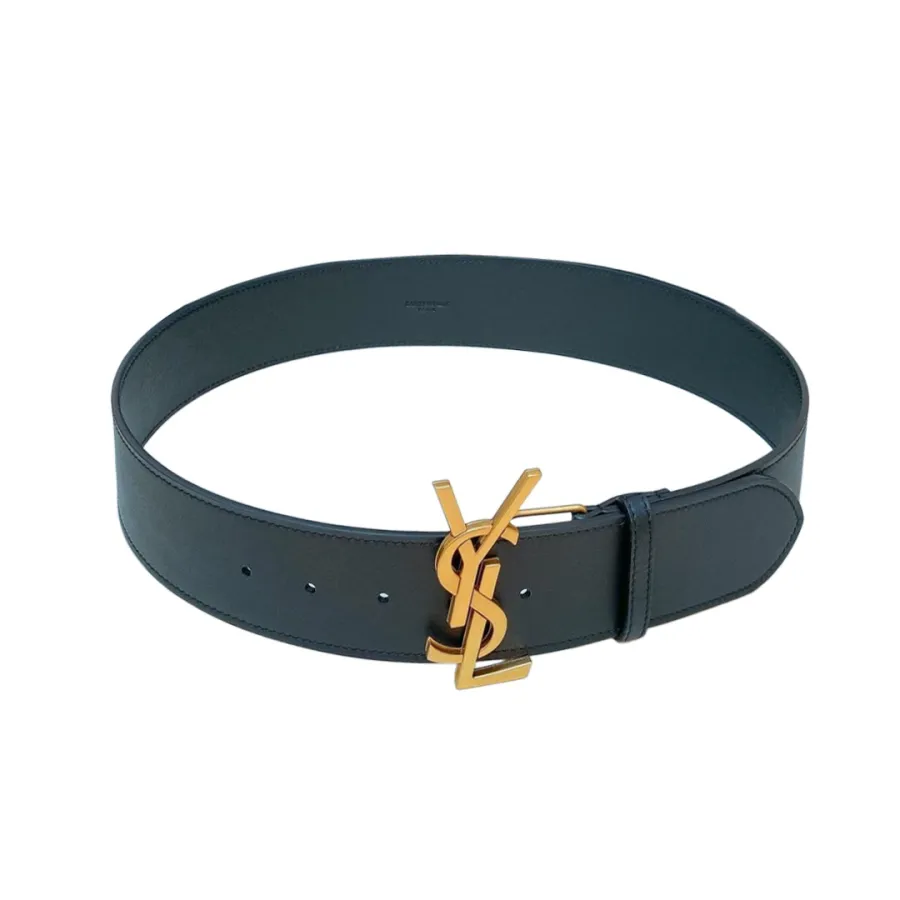 Saint Laurent Pairs Belt In White/Brown/Black/Coffee Smooth Calfskin With Gold Hardware 50mm