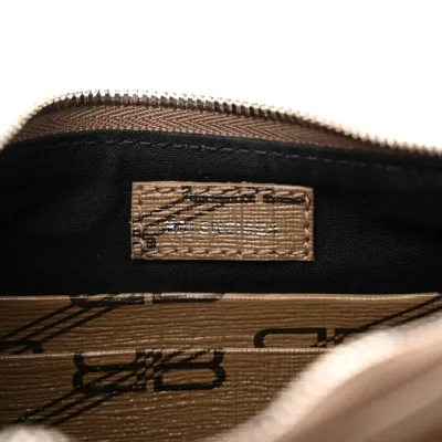 Balenciaga BB Le Cagole Mini Purse With Chain Beige/Brown Coated Canvas Monogram Silver Hardware