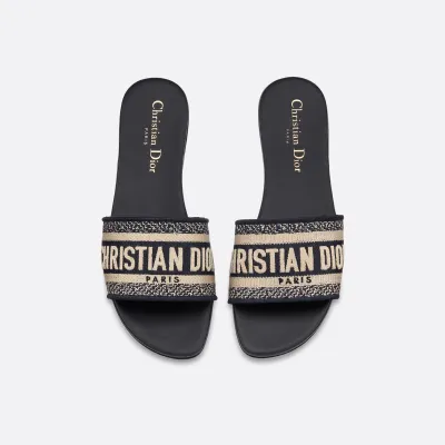 Dior black square head slippers