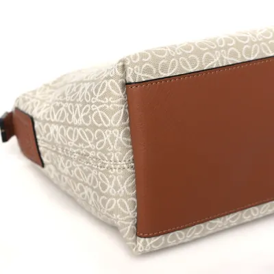 Loewe Cubi Bag Small Ecru Tan Jacquard Anagram Calfskin Leather