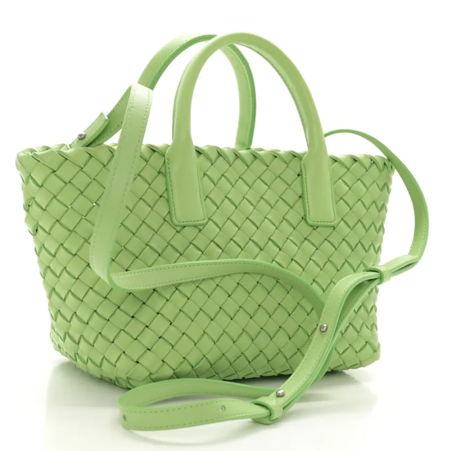 Bottega Veneta Mini Intrecciato Cabat Light Green Nappa Leather