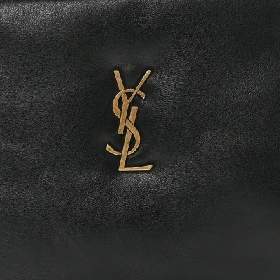 Saint Laurent Small Calypso Pouch Black Lambskin Leather Aged Gold Hardware