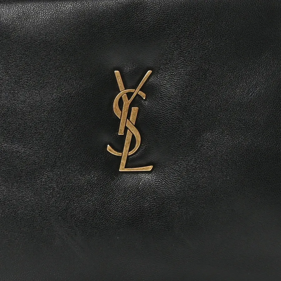 Saint Laurent Small Calypso Pouch Black Lambskin Leather Aged Gold Hardware