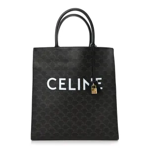 Celine Large Vertical Cabas Black Triomphe Canvas & Calfskin Leather