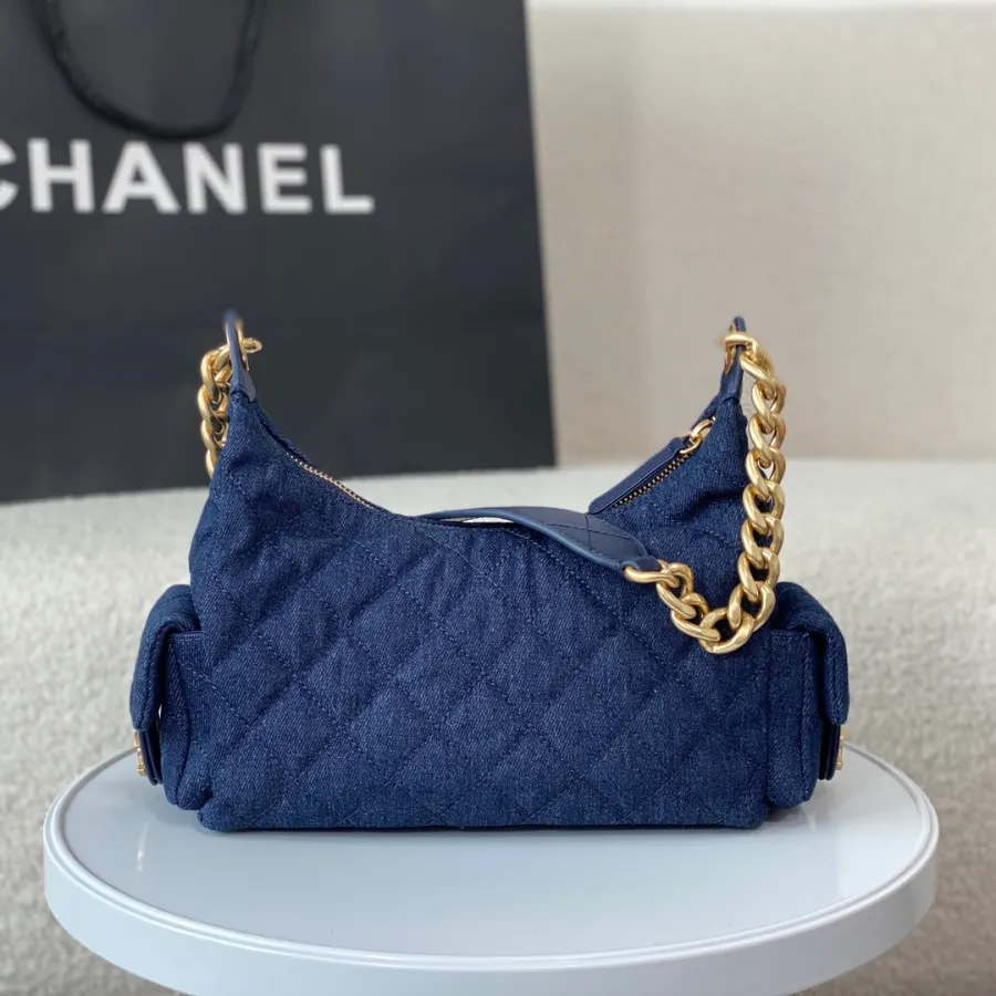 Chanel Denim royal blue / Denim grey silver / Denim sky blue Shoulder Bags