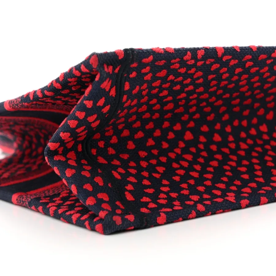 Dior Medium Book Tote Red Multicolor Pop Heart I Love Paris Embroidered Canvas