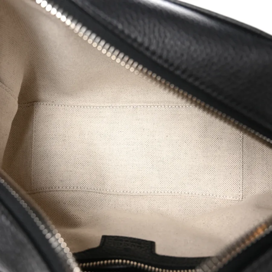 Gucci Medium Jumbo GG Messenger Bag Black Embossed Piuma Calfskin Leather Silver Hardware