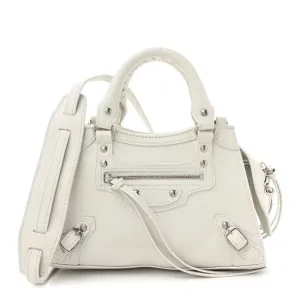 Balenciaga S Neo Classic City Bag Chalky White Grained Calfskin Leather Silver Hardware