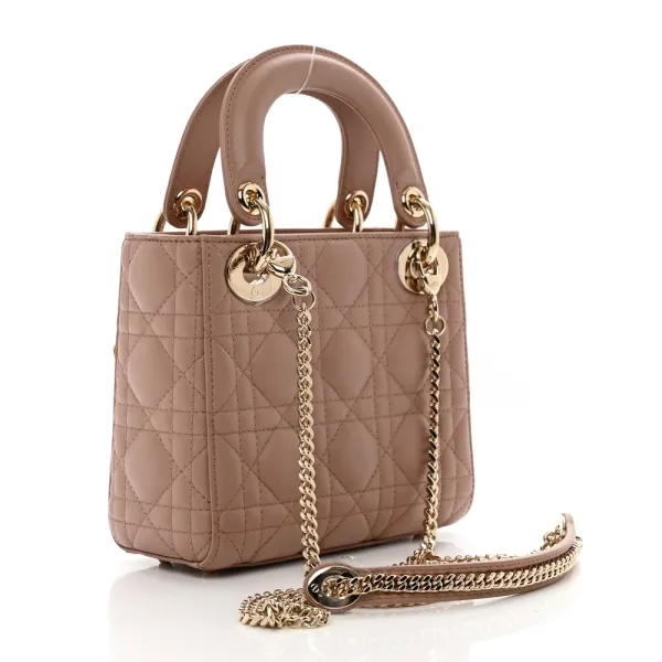 Dior Mini Lady Dior Fard Cannage Lambskin Leather Light Gold Hardware - Image 3