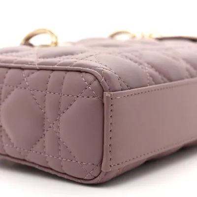 Dior Small Lady D-Joy Peony Pink Cannage Lambskin Leather Gold Hardware