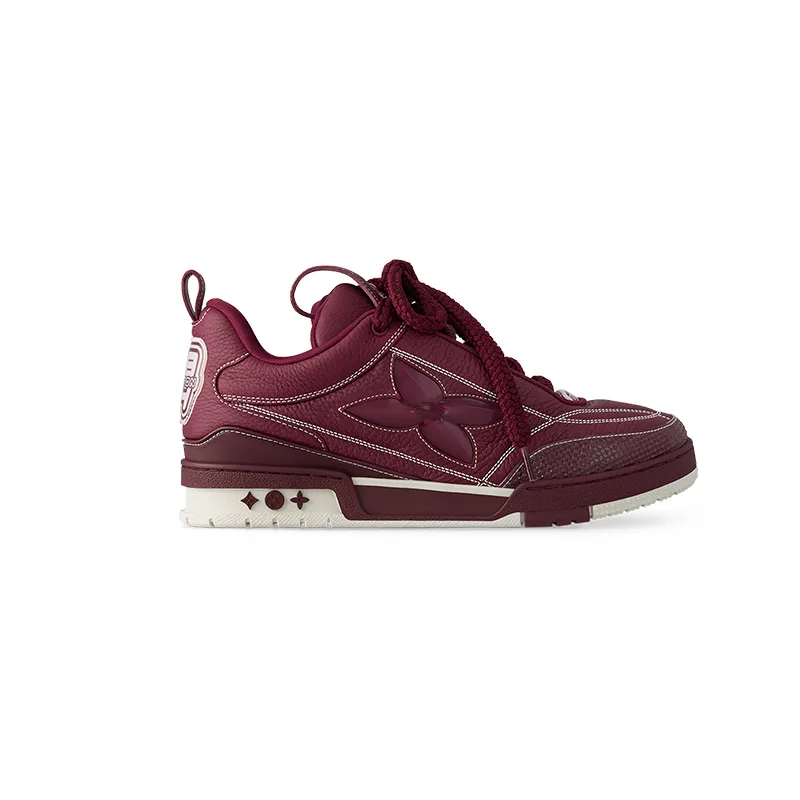 Louis Vuitton Men's wine-red grainy calfskin skateboard sneakers