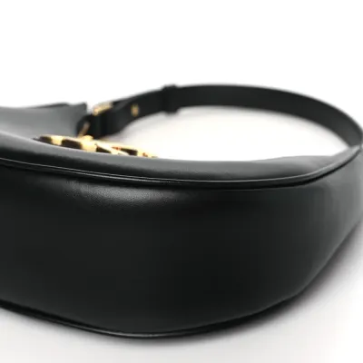 Celine Medium Strap Ava Triomphe Shoulder Bag Black Smooth Calfskin Leather Gold Hardware