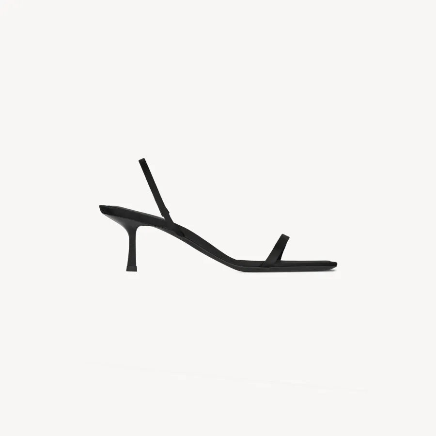 Yves Saint Laurent Black crepe satin stiletto sandals