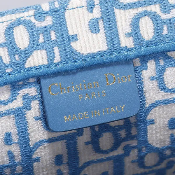 Dior Medium Dior Book Tote In Blue Dior Oblique Embroidered Canvas - Image 6
