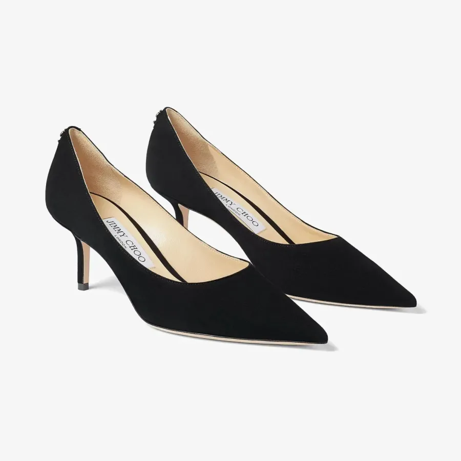 JIMMY CHOO JC logo buttoned black Velvet fabric pointy heels