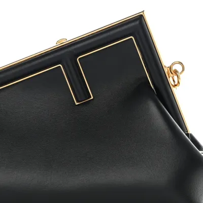 Fendi Small Fendi First Black Shiny Nappa Leather Gold Hardware