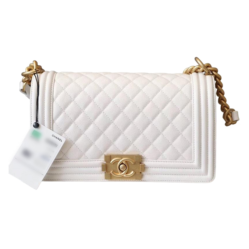 Chanel Lleboy branco Bolsas de Ombro e Crossbody em Couro Caviar Acolchoado