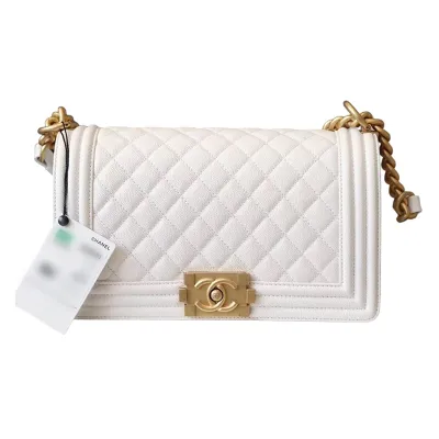 Chanel Lleboy white Quilted Caviar Leather Shoulder Bags Crossbody Bags