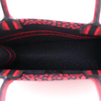 Dior Medium Book Tote Red Multicolor Pop Heart I Love Paris Embroidered Canvas