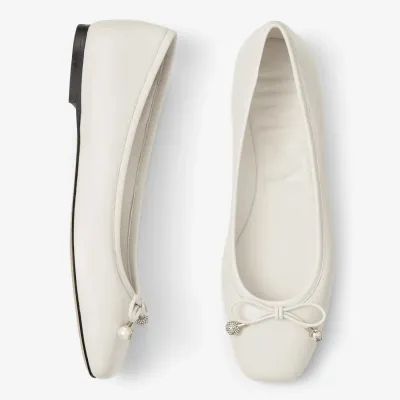 JIMMY CHOO White Nappa sheep-leather flats