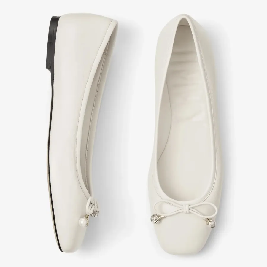 JIMMY CHOO White Nappa sheep-leather flats