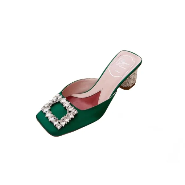Roger Vivier Jewel Heels Sandals In Green/Pink/Blue/Black/Beige Satin With Crystal Buckle (Heel Height 5cm) - Image 2