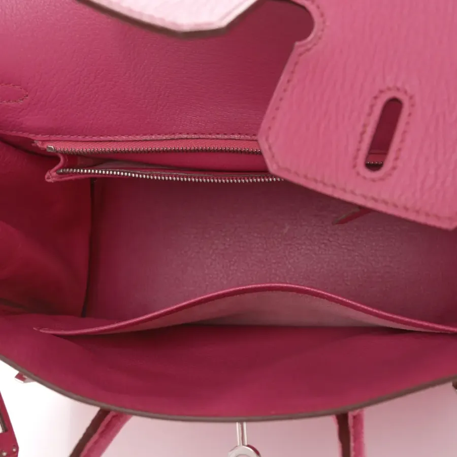 Hermès Birkin 25 Rose Shocking Chevre Mysore Leather Silver Hardware