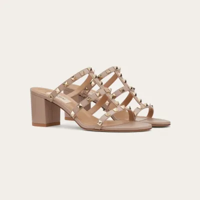 VALENTINO Apricot calfskin rivet heel sandals (heel height 6cm)