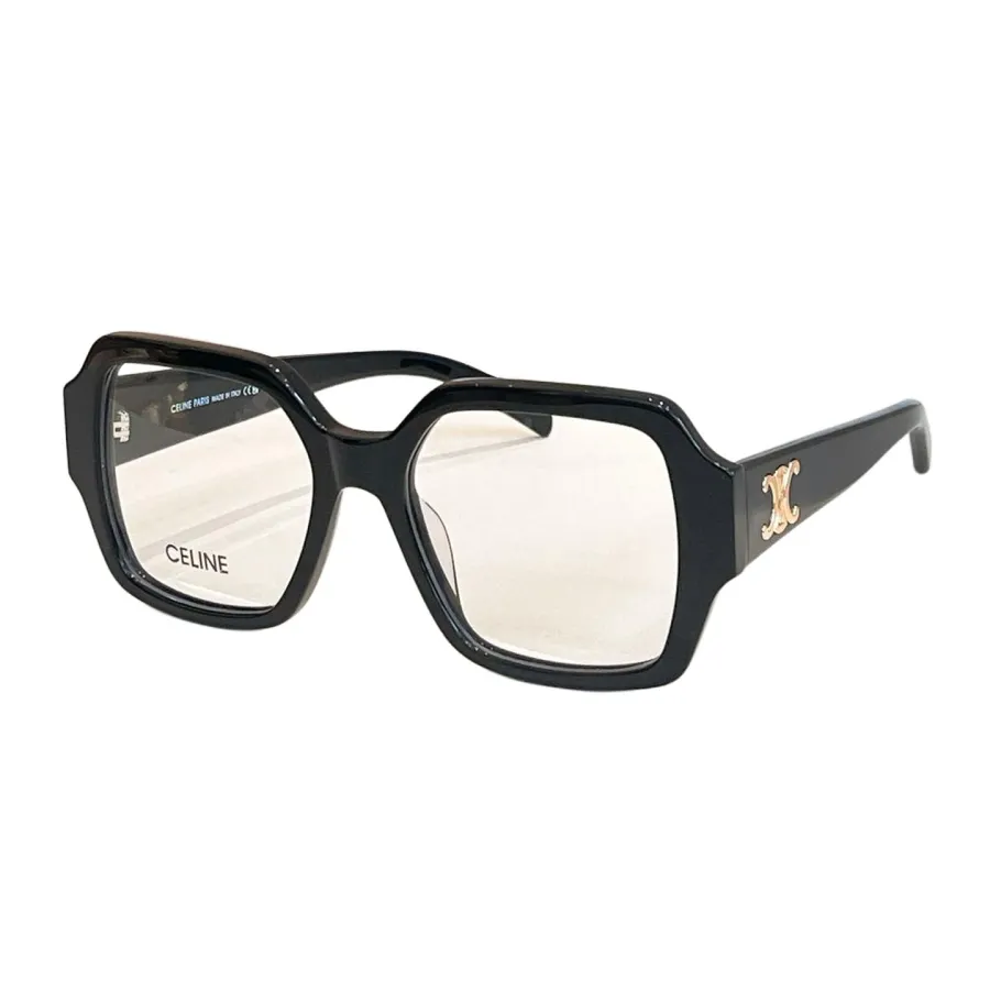 Celine square frame glasses black gold/black silver/leopard/gradient brown/leopard green/black with brown wood grain/black brown color transparent lens Size 53口20-150