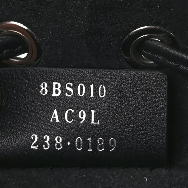 Fendi Mini F is Fendi Logo Embossed Mon Tresor Bucket Bag Black King Vitello Leather Silver Hardware - Image 7