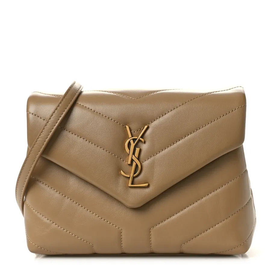 Saint Laurent Mini Loulou Crossbody Bag Dark Latte Y-Quilted Monogram Calfskin Leather Aged Gold Hardware