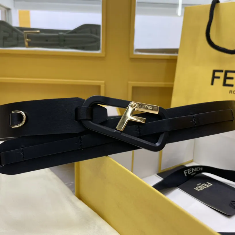 Fendi Women's irregular buckle Brown / Green / Black 30mm