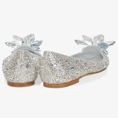 JIMMY CHOO pointy flats Crystal stuck to leather