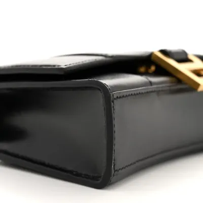 Balenciaga XS Hourglass Chain Bag Black Shiny Box Calfskin Leather Gold Hardware