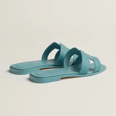 HERMES Oran Blue Slippers