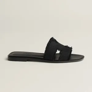 HERMES Oran Black Slippers