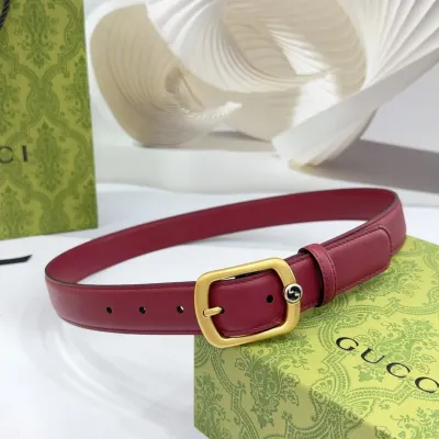 Gucci Women's Rectangular Buckle Belt In Black/Coffee/Brown/Red Smooth Calfskin With Gold Hardware 30mm