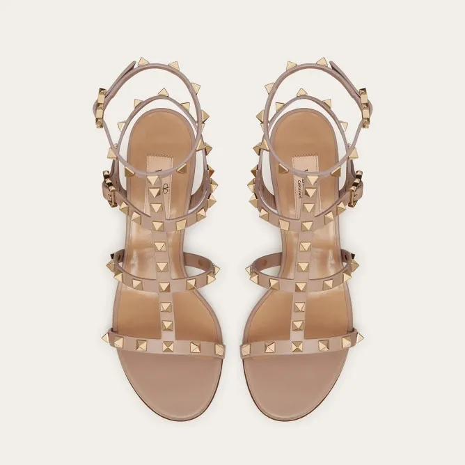 VALENTINO Wraparound ankle strap rivet sandals (heel height 6cm)