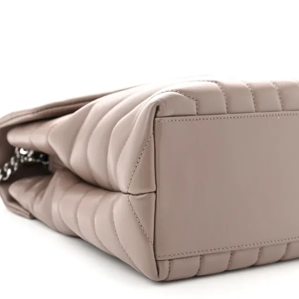 Saint Laurent Medium Loulou Chain Satchel Mink Y-Quilted Monogram Calfskin Leather Silver Hardware - Image 4