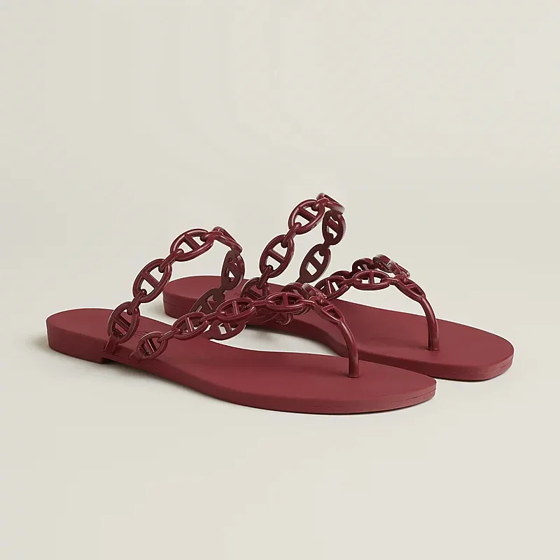 HERMES Island Red Slippers