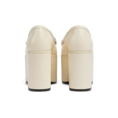 Gucci white thick bottom loafers