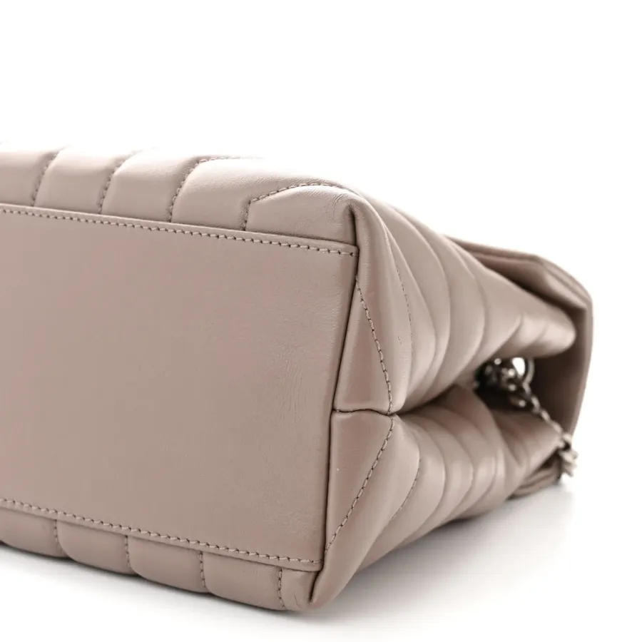 Saint Laurent Medium Loulou Chain Satchel Mink Y-Quilted Monogram Calfskin Leather Silver Hardware